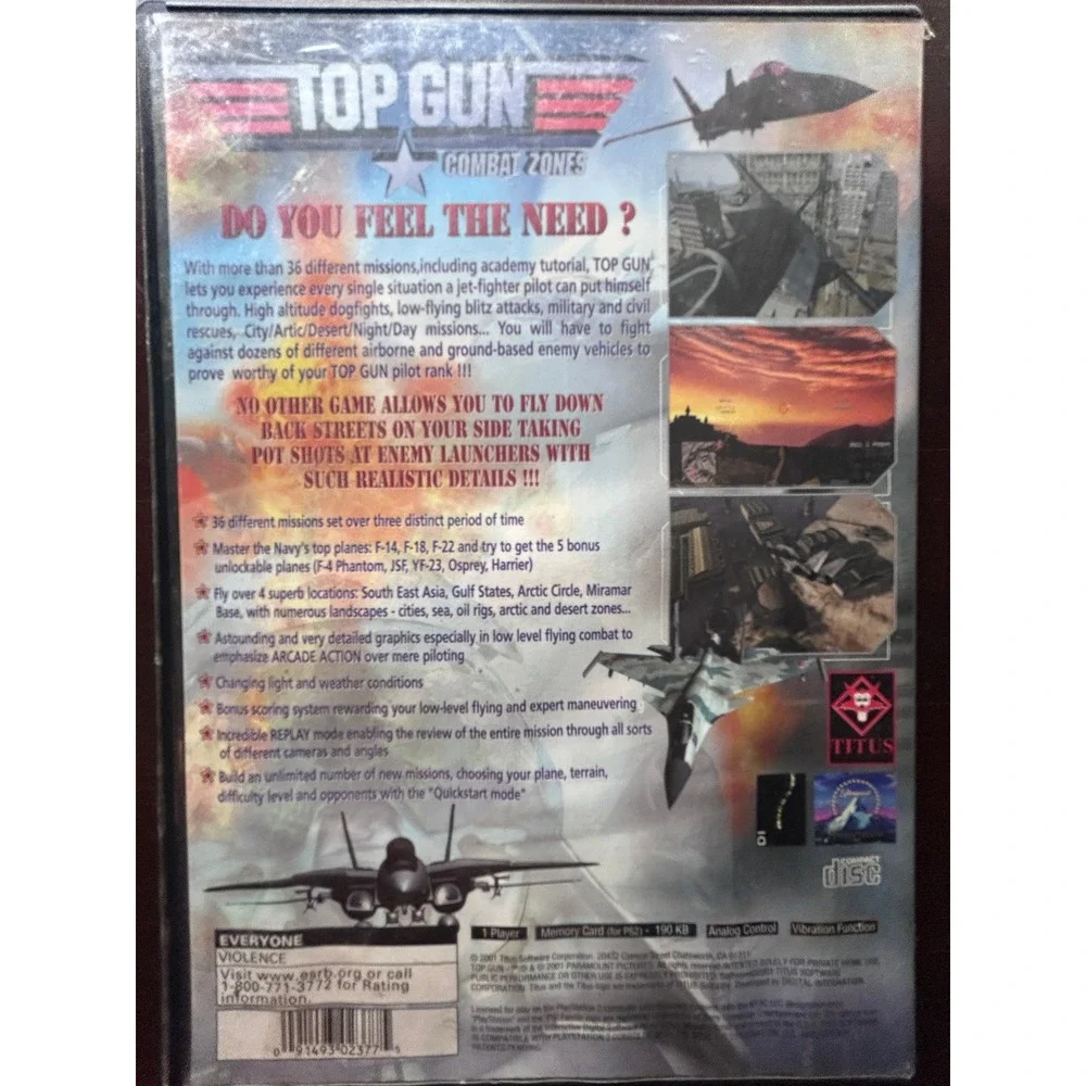Top Gun Combat Zones Sony PlayStation 2 PS2 Game Complete CIB Blue Disc-Tested